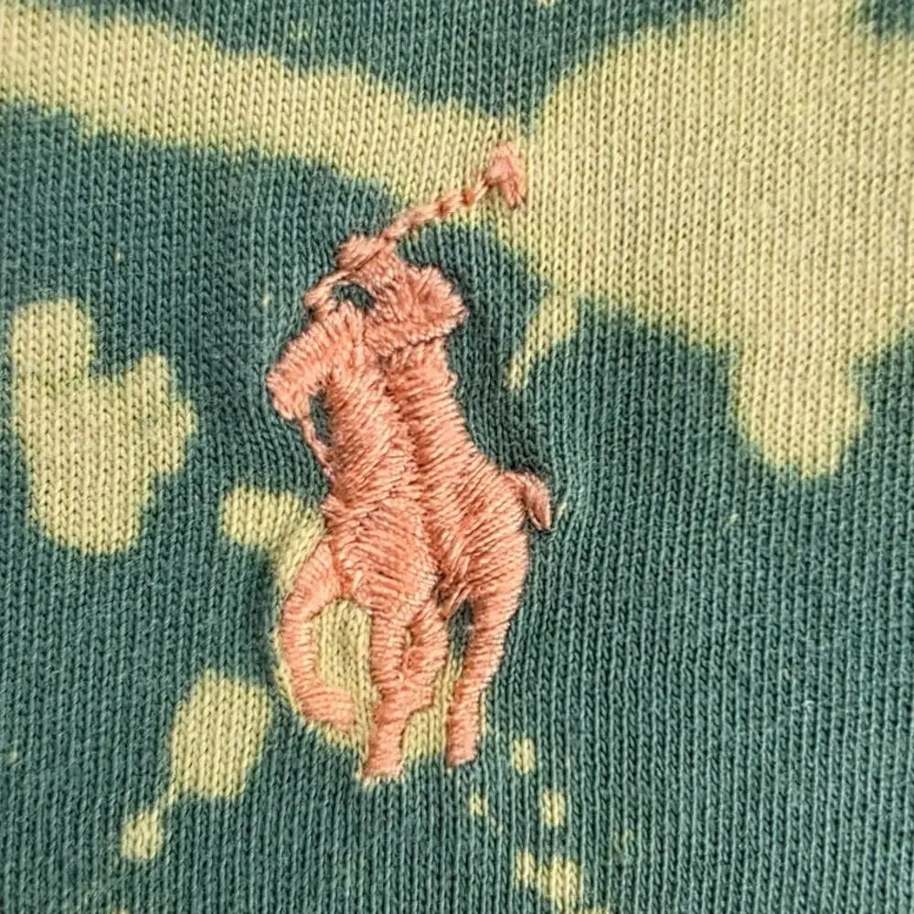 Polo Ralph Lauren Green Tie Dye Long Sleeve Pullover Hoodie Size Large